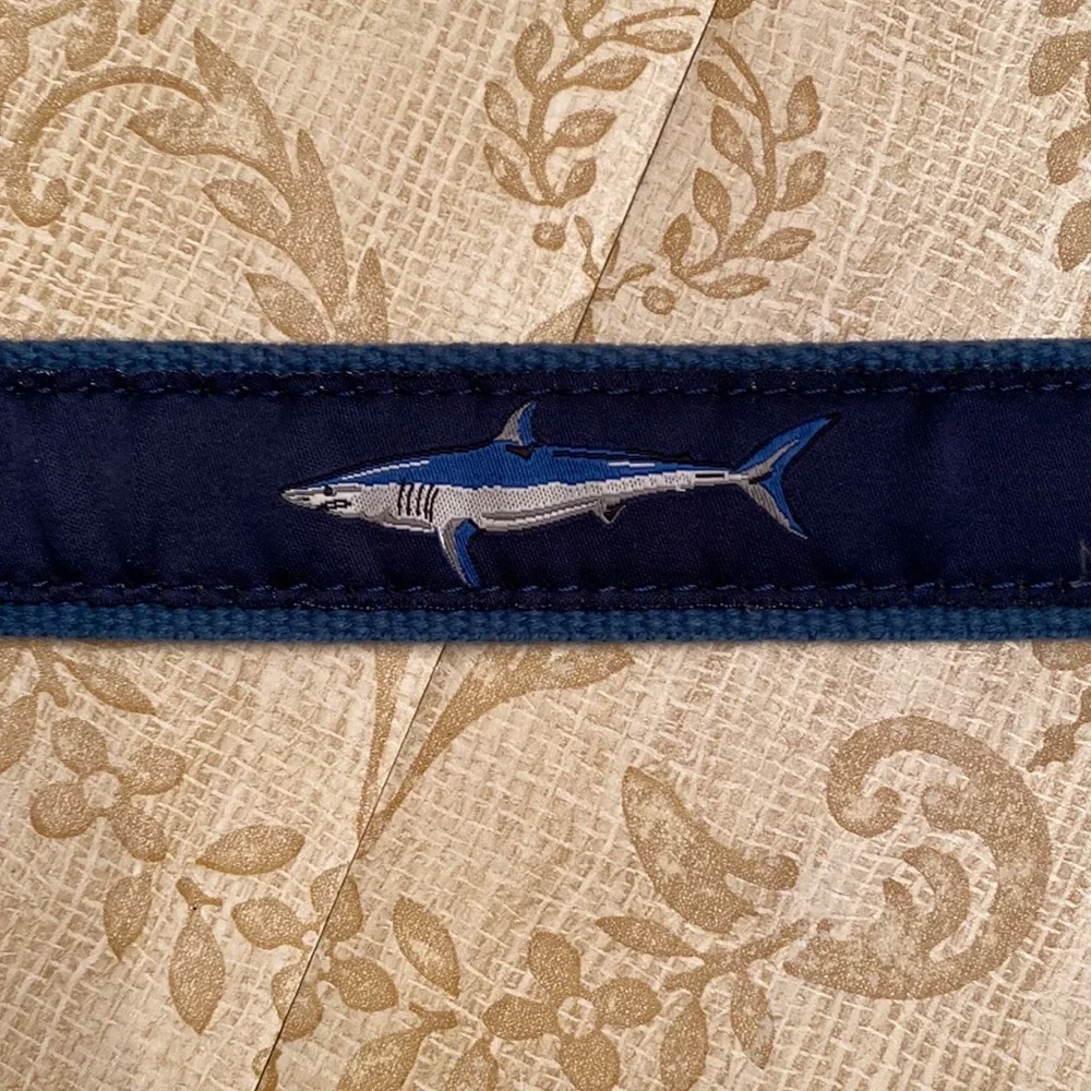 🦈 Preston Boys Nautical Blue Shark Leather Tipped Belt 26